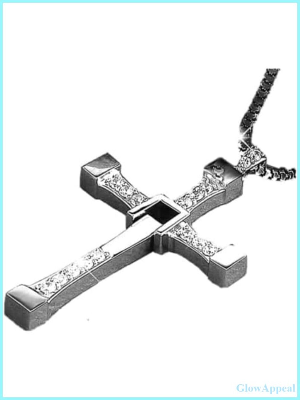 Stainless Steel Cross Necklace Men Women Long Chain Pendant Diamonds